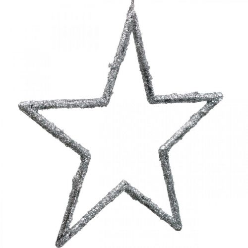 položky Hvězda na zavěšení, vánoční ozdoby na stromeček, dekorace hvězda stříbrná 11,5 × 12 cm 12ks