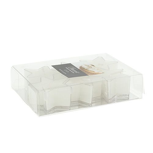 Floristik24 Hvězdná čajová svíčka s vůní bílá 4cm 6ks