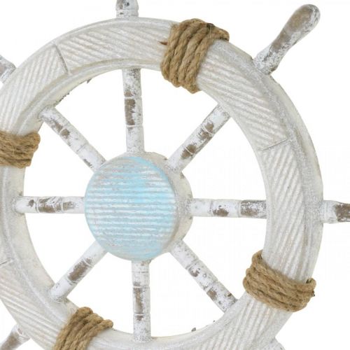 Floristik24 Námořní dekorace, dřevěný volant přírodní, modrobílý shabby chic Ø35cm