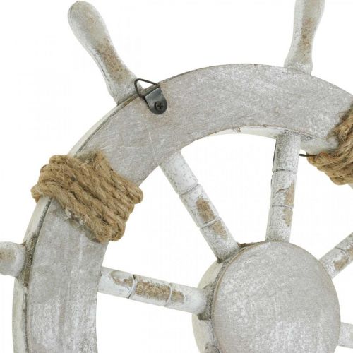 Floristik24 Námořní dekorace, dřevěný volant přírodní, modrobílý shabby chic Ø35cm