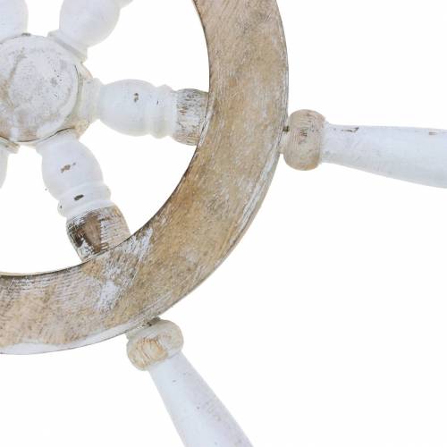 Floristik24 Dekorativní volant dřevěný bílý 35cm