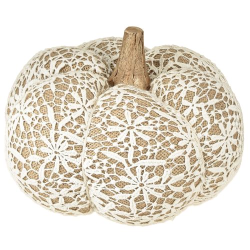 Floristik24 Látková dekorace dýně jutová krajka bílá/béžová vintage dekorace Ø18cm