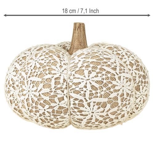 položky Látková dekorace dýně jutová krajka bílá/béžová vintage dekorace Ø18cm