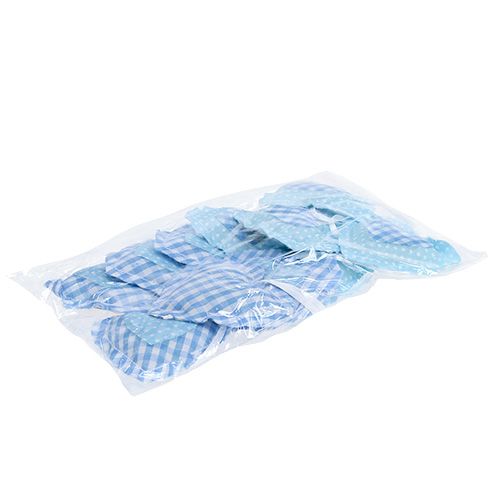 Floristik24 Látkové ramínka ve tvaru srdce 7cm 12ks modrá, bílá