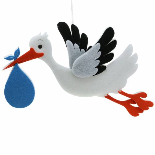 Floristik24 Ozdobný čáp k zavěšení modrý 45,5cm x 39cm x 2cm