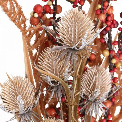 Umělé rostliny podzimní dekorace bodláky bobule kapradiny 65cm trs