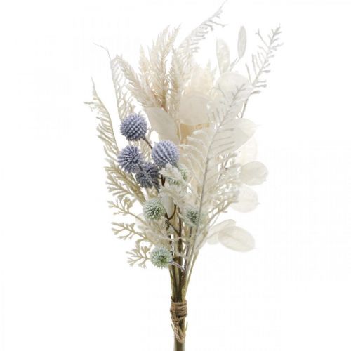 Stříbrná listová koule bodlák kapradina umělé květiny krémová 56cm svazek