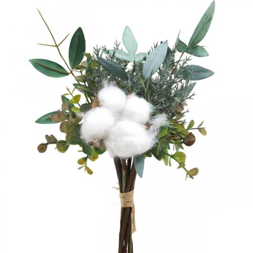 Umělá kytice Zelená Bílá Umělá zimní kytice 33cm