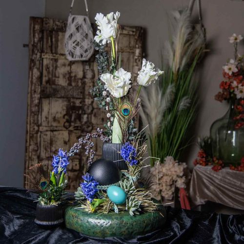 Dekorace z pštrosích vajec Vyfouknutá velikonoční dekorace Černá Ø12cm V14cm