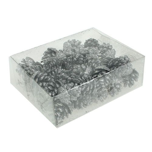 Floristik24 Šišky šišky stříbrné 3cm 48 ks