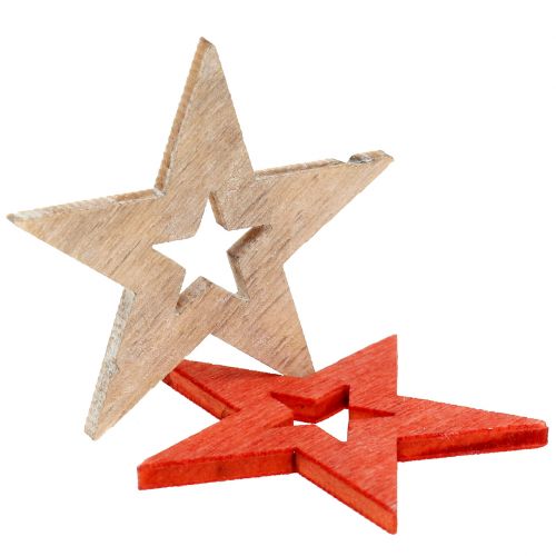 položky Vánoční hvězdy na rozptyl červené, přírodní 4cm 72ks