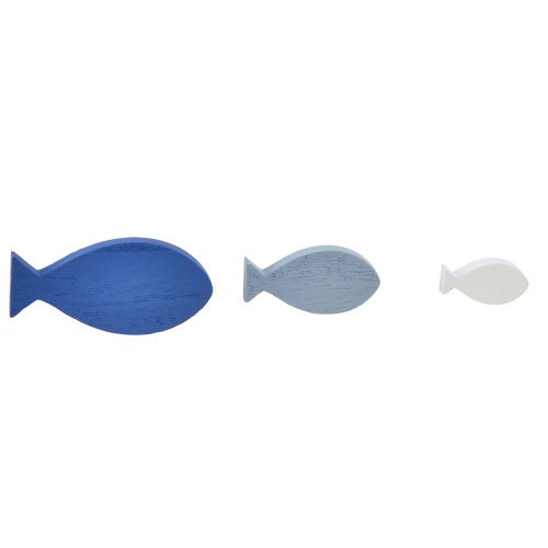 Bodová dekorace dřevěná dekorace ryba modrá bílá námořní 3–8cm 24ks