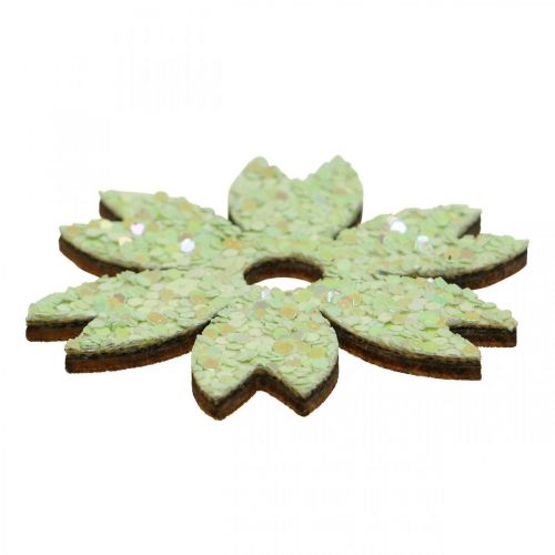 položky Bodová dekorace dřevěné sypané kousky Jarní Velikonoční Zelená 2–4cm 64ks