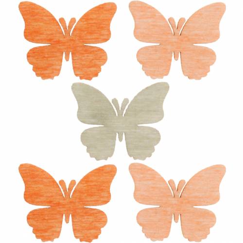 položky Bodová dekorace motýl dřevění motýlci letní dekorace oranžová, meruňka, hnědá 144 kusů
