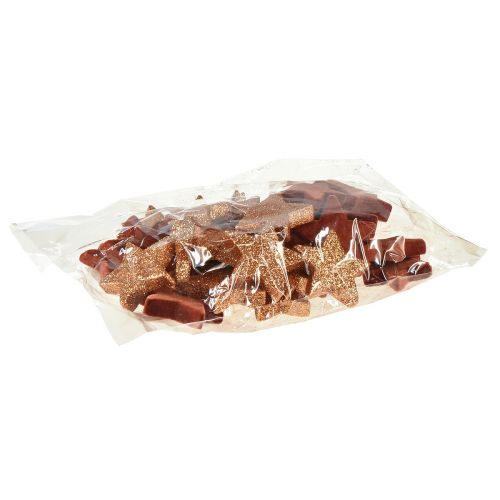 položky Bodová dekorace Vánoční hvězdy hnědá/oranžová Ø4/5cm 40 ks