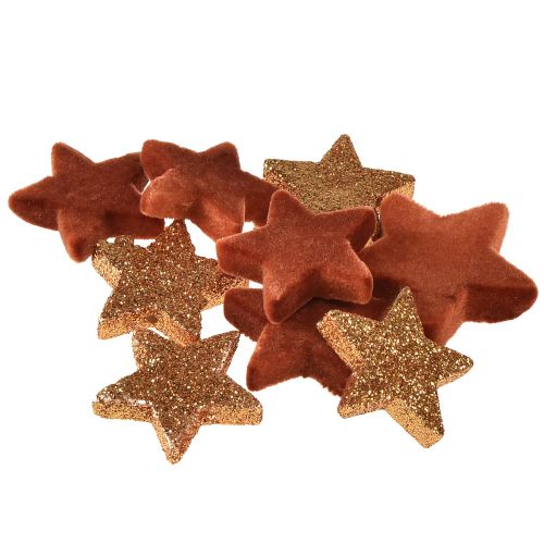 položky Bodová dekorace Vánoční hvězdy hnědá/oranžová Ø4/5cm 40 ks