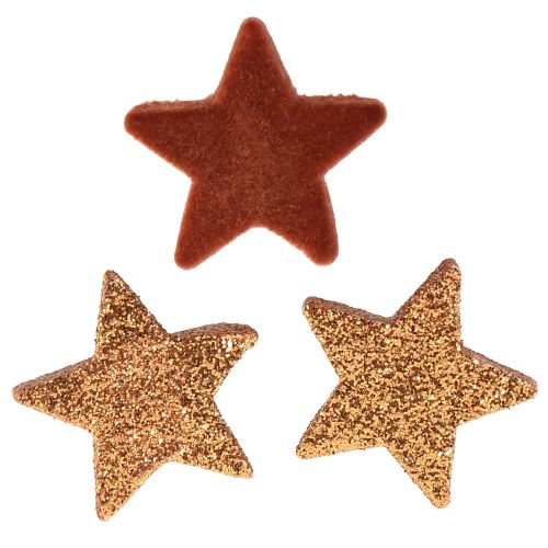 položky Bodová dekorace Vánoční hvězdy hnědá/oranžová Ø4/5cm 40 ks