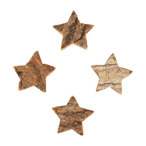 Bodová dekorace Vánoční hvězdy dřevěné hvězdičky s kůrou Ø5cm 12ks