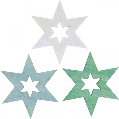 Floristik24 Dřevěné hvězdičky deco sypání Christmas Green H4cm 72p