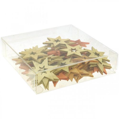 Floristik24 Dřevěná dekorace Hvězdičky Bodová dekorace Vánoční Pomeranč V4cm 72 ks