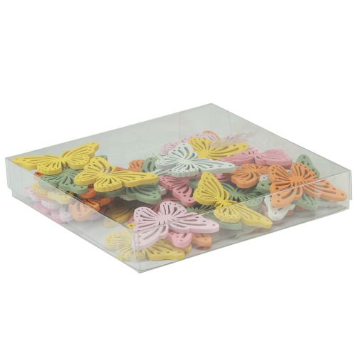 položky Shaker dřevěný motýlek barevná posypová dekorace 4,5×3cm 48 ks