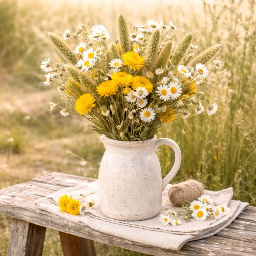 položky Sušený žlutý smileník (Helichrysum), kytice sušených květů, 100g