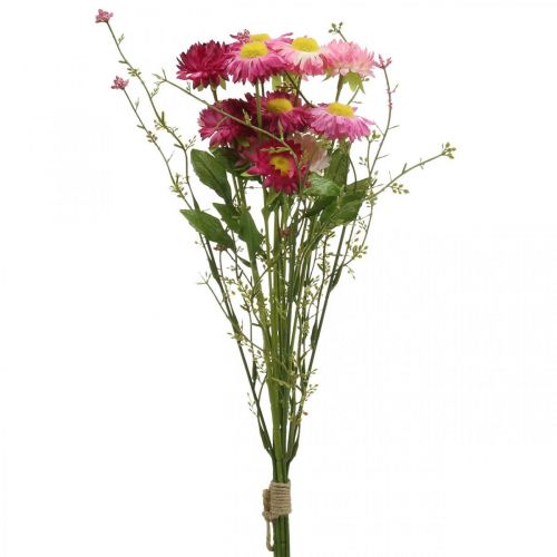 položky Rhodanthe růžovo-růžová, hedvábné květy, umělá rostlina, svazek slaměných květů L46cm