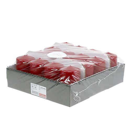 Floristik24 Sloupová svíčka 100/60 stará červená 16 ks