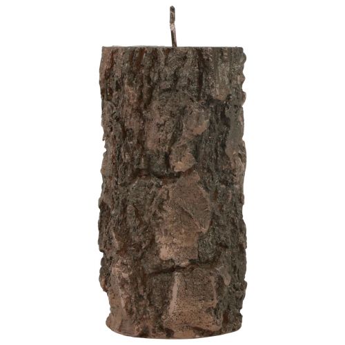 Floristik24 Sloupová svíčka kmen stromu ozdobná svíčka hnědá 130/65mm 1ks