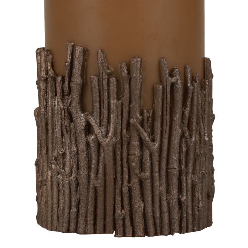 Sloupová svíčková větve dekor svíčka hnědá karamelová 150/70mm 1ks