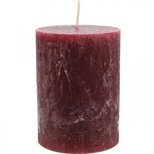Floristik24 Jednobarevné svíčky sloupky Rustikální Burgundsko 80×110mm 4 ks