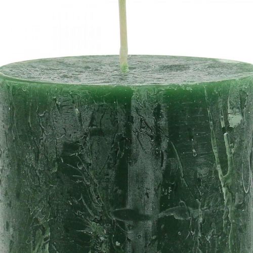 položky Jednobarevné svíčky zelené Rustic Safe Candle 80×110mm 4 ks