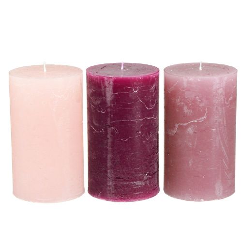 položky Sloupové svíčky jednobarevné 3 barvy Berry 70×120mm 12 ks