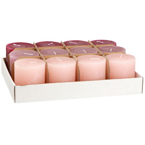 položky Sloupové svíčky jednobarevné 3 barvy Berry 70×80mm 12 ks