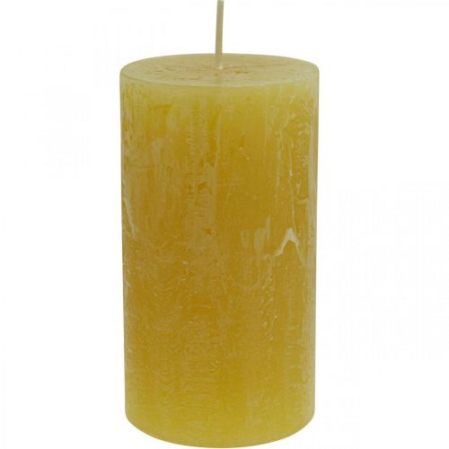 Sloupkové svíčky Rustikální barevné svíčky žluté 60/110mm 4ks