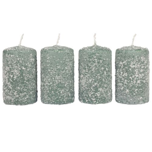 Sloupkové svíčky zimní vánoční svíčky zelené 60×100mm 4ks