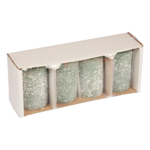 Floristik24 Sloupkové svíčky zimní vánoční svíčky zelené 60×100mm 4ks