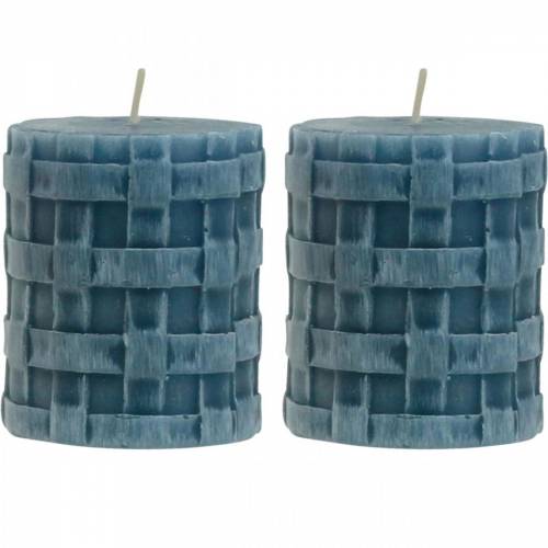 Floristik24 Svíčky sloupkové Rustic Blue 80/65 Svíčky rustikální 2 ks