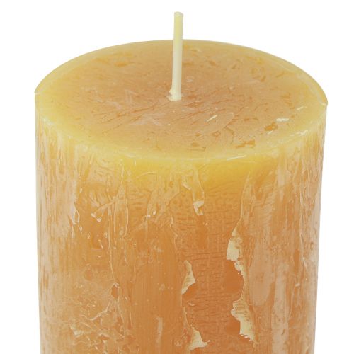 položky Sloupkové svíčky Rustikální jednobarevné adventní svíčky žluté 70/110mm 4 ks