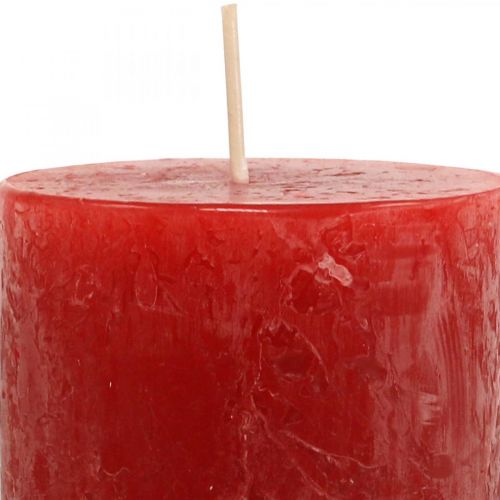 položky Sloupkové svíčky Rustikální Barevné adventní svíčky červené 70/110mm 4ks