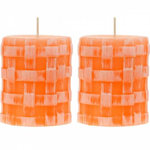 Sloupové svíčky Rustic Orange 80/65 svíčka rustikální voskové svíčky 2ks