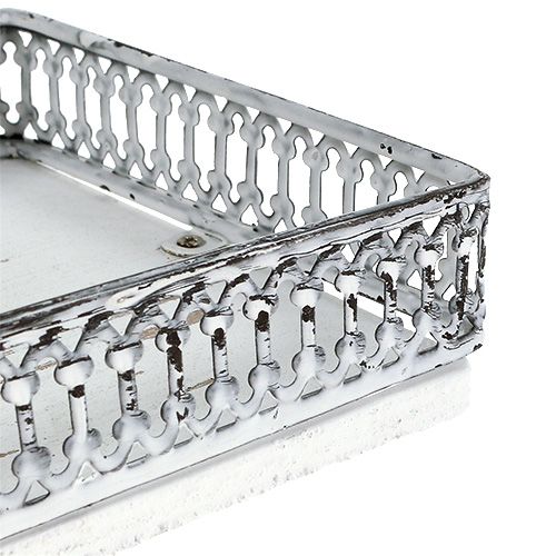 Floristik24 Podnos čtvercový 36cm x 13cm H 4cm bílý 1ks