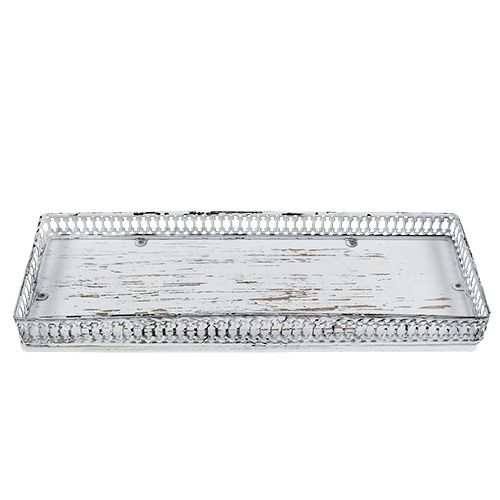 Floristik24 Podnos čtvercový 36cm x 13cm H 4cm bílý 1ks