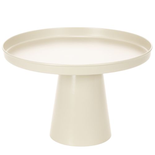 Kulatý dekorativní podnos v krémové barvě, 30 cm, na stojanu k dekoraci stolu