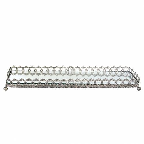 Floristik24 Dekorativní tác se zrcadlovým dnem starostříbrný 53cm x 18cm