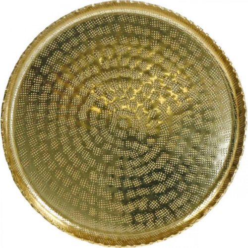 Floristik24 Kulatý kovový tác, zlatý dekorativní talíř, orientální dekorace Ø30cm
