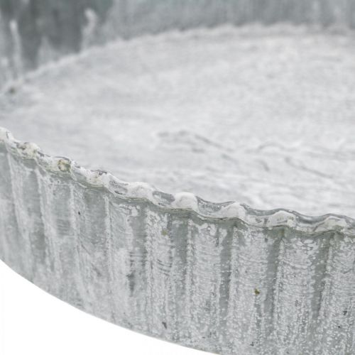 Floristik24 Dekorativní talíř dortová forma, kovová dekorace, kulatý podnos na svíčku, bílá praná Ø21,5cm V4,5cm