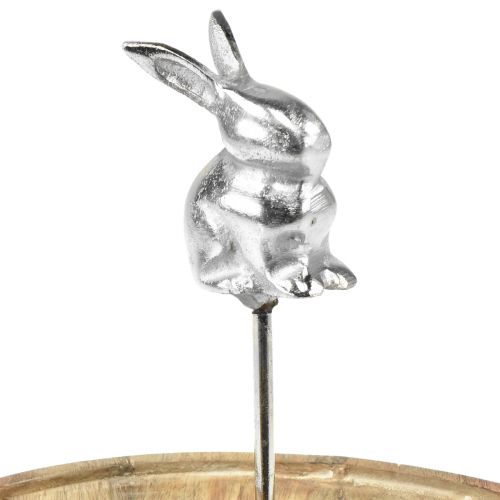 položky Dřevěný podnos přírodní králík dekorativní kovový stříbrný Ø27,5cm V21cm
