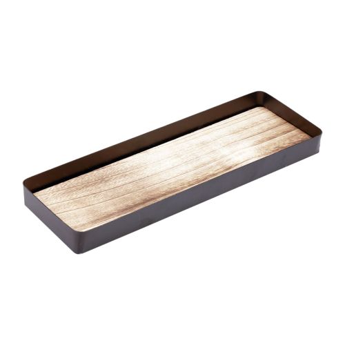 položky Dekorační tác kovový dřevo kovový tác dřevěný podnos 34,5×11×3cm