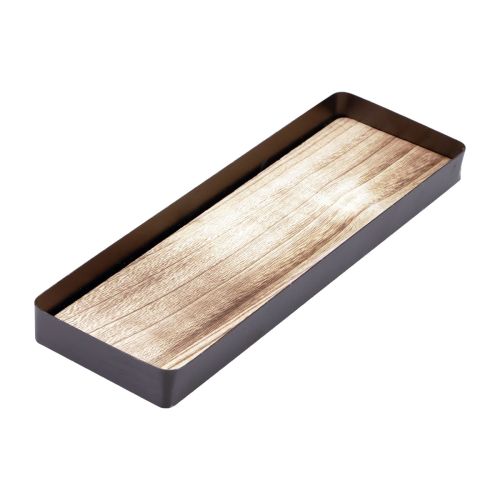 Floristik24 Dekorační tác kovový dřevo kovový tác dřevěný podnos 34,5×11×3cm